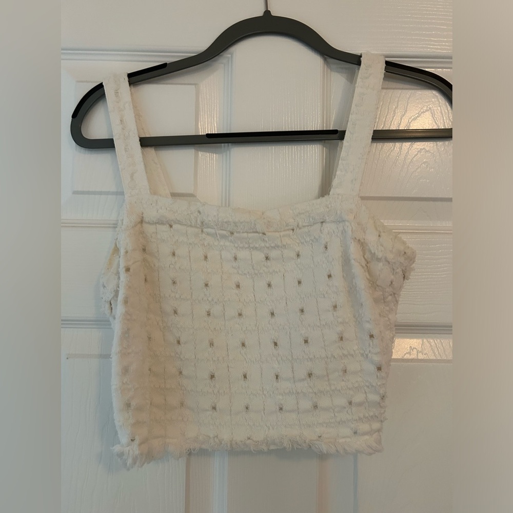 Lulus white eyelet cropped tank top